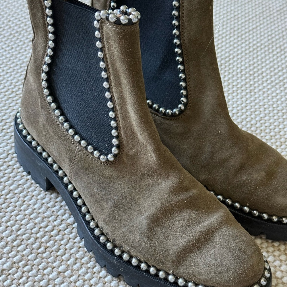 Alexander Wang Silver Studded Brown Ankle Boots